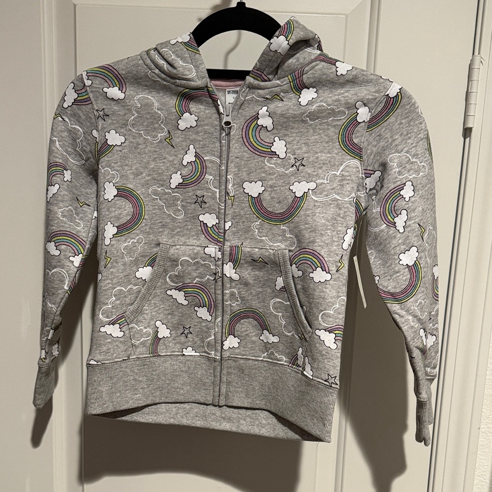 Spotted Zebra Gray Rainbow Kids Hoodie